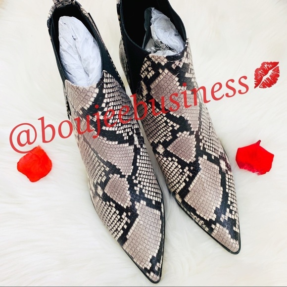 ZARA Snakeskin Print Leather Ankle Boot Booties - Picture 4 of 7